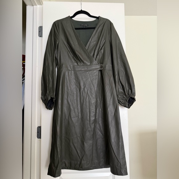 Banana Republic Olive Vegan Leather Wrap Dress - Picture 2 of 9